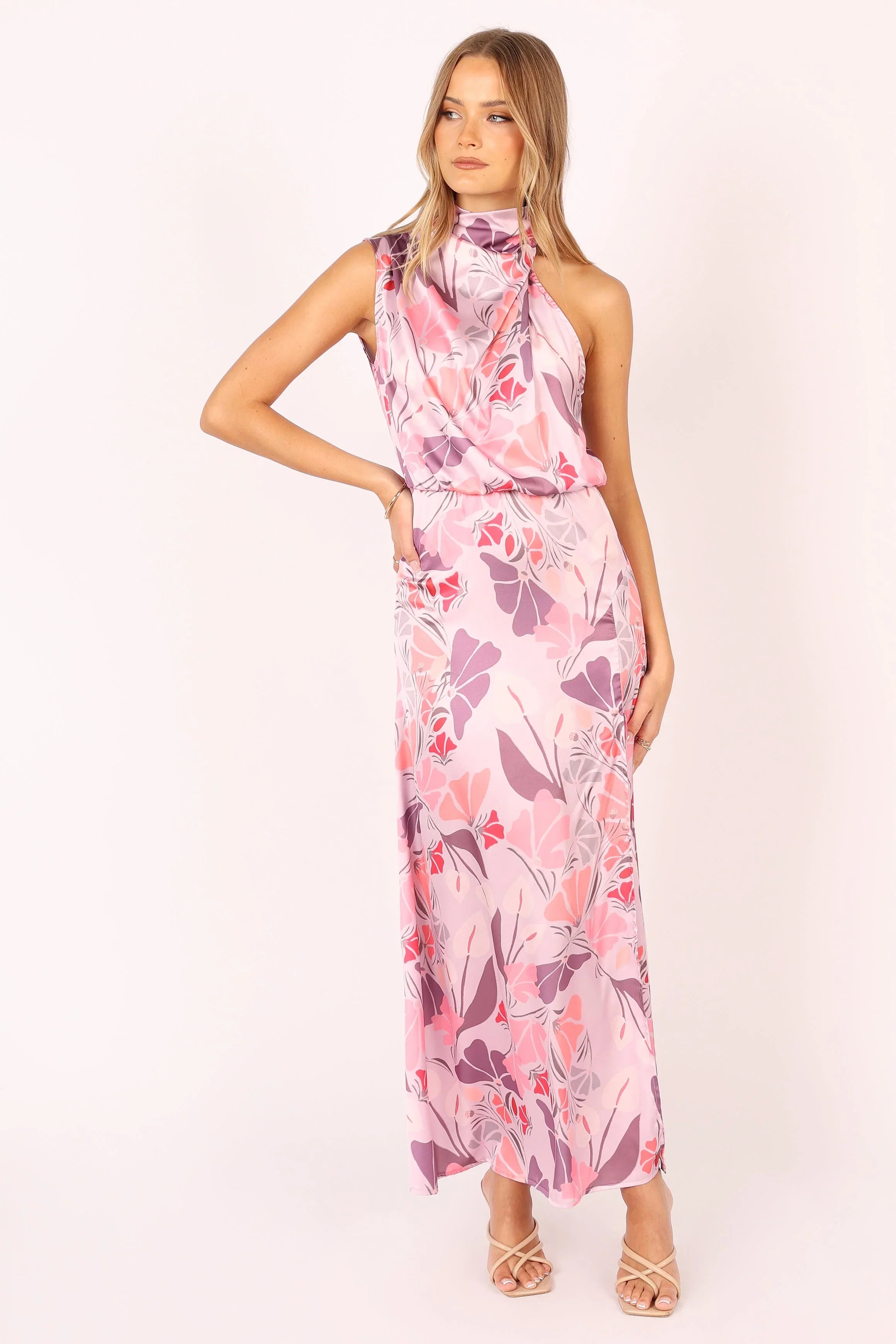 Amelia Halterneck Maxi Dress Pink Floral