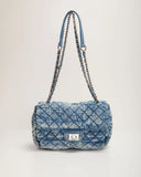 Keshia Denim Quilted Shoudler Bag