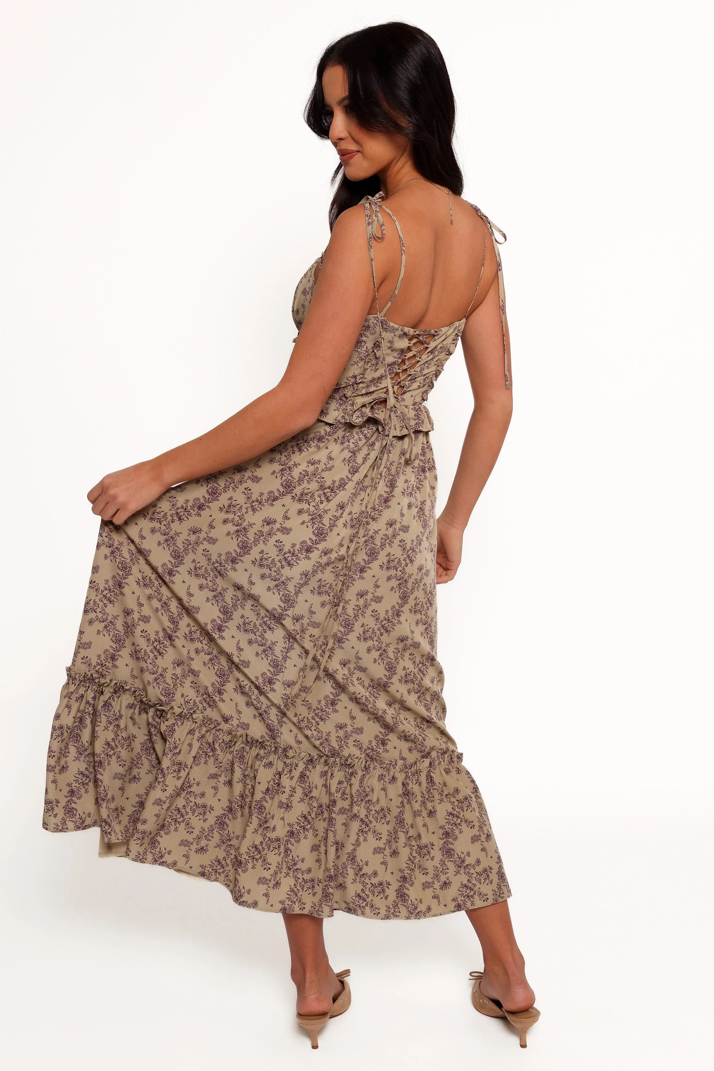 Karie Midi Dress Olive Dark Purple