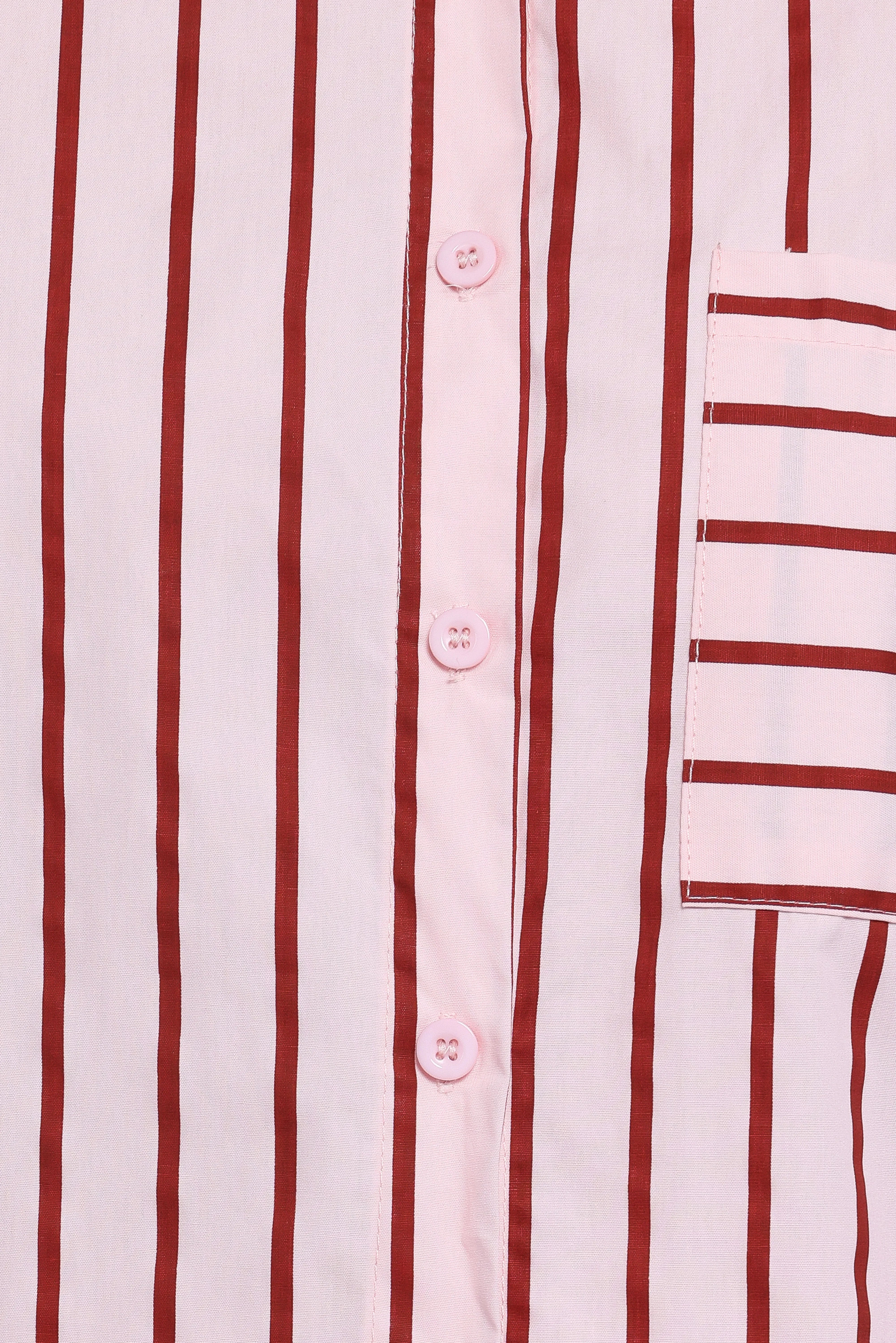 Ashlyn Short Set Pink And Burgundy Stripe