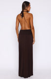 Shes Got That Look Halter Neck Maxi Dress Dark Chocolate