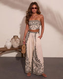Riviera Nights Tropical Paisley Print Wide Leg Pants
