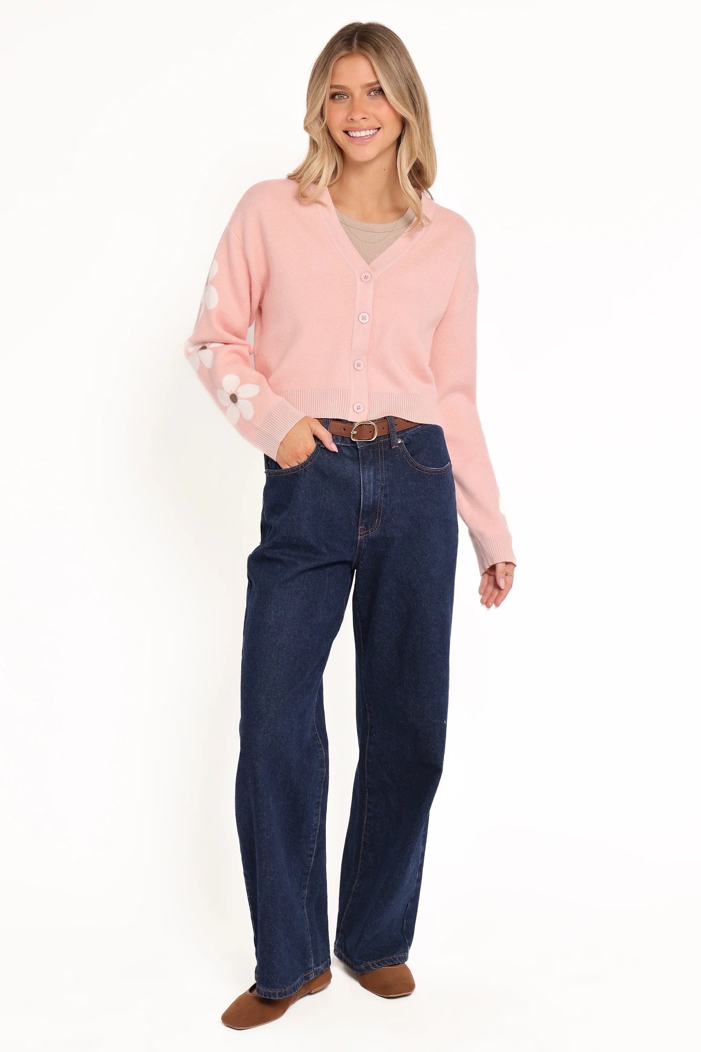 Lantana Flower Sleeve Cardigan Pink