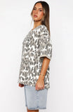 Lets Just Leave Oversized Jersey Washed Leopard Print