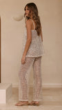 Zarina Sequin Long Line Top and Pants Set Beige
