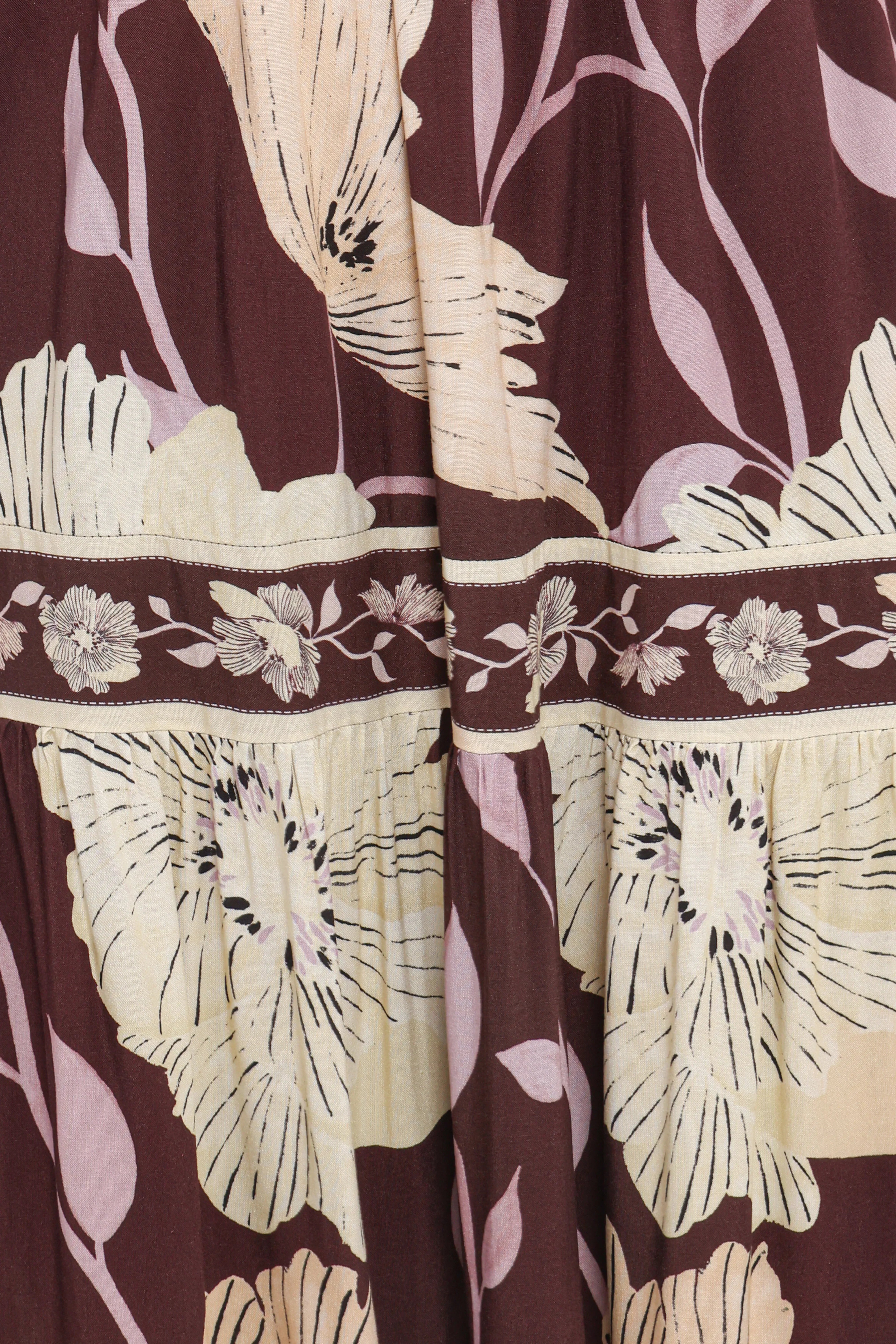 Leonor Maxi Dress Yellow Brown Floral