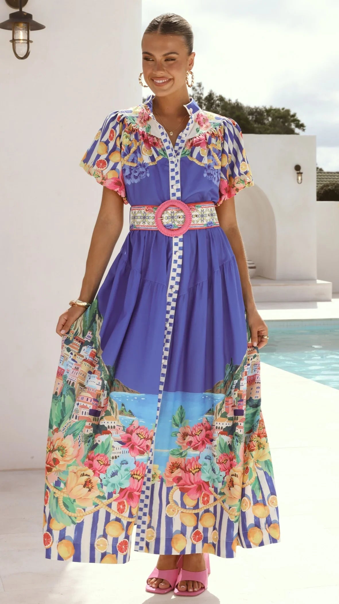 Bloom Maxi Dress Positano Cobalt