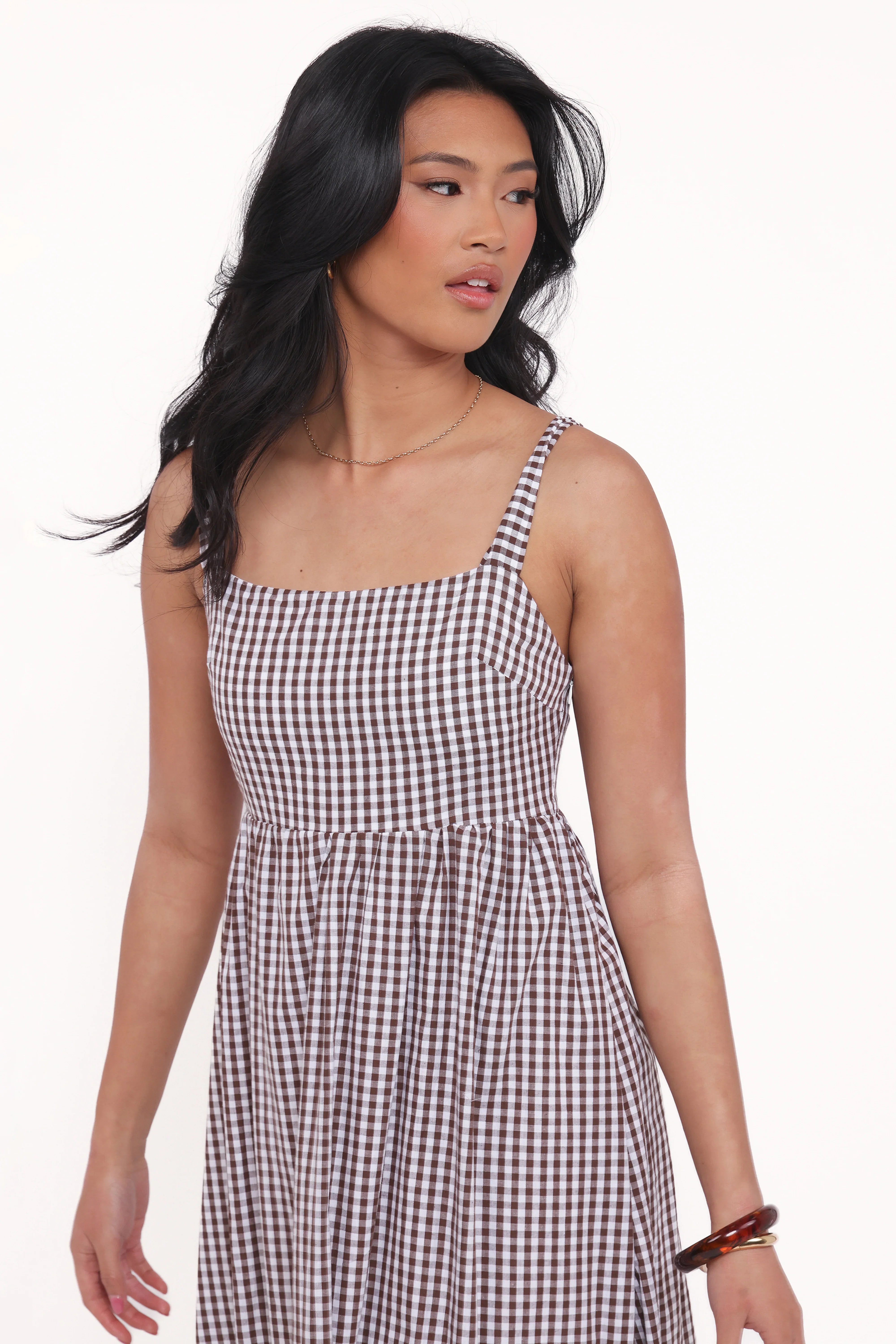 Reid Maxi Dress Brown Gingham