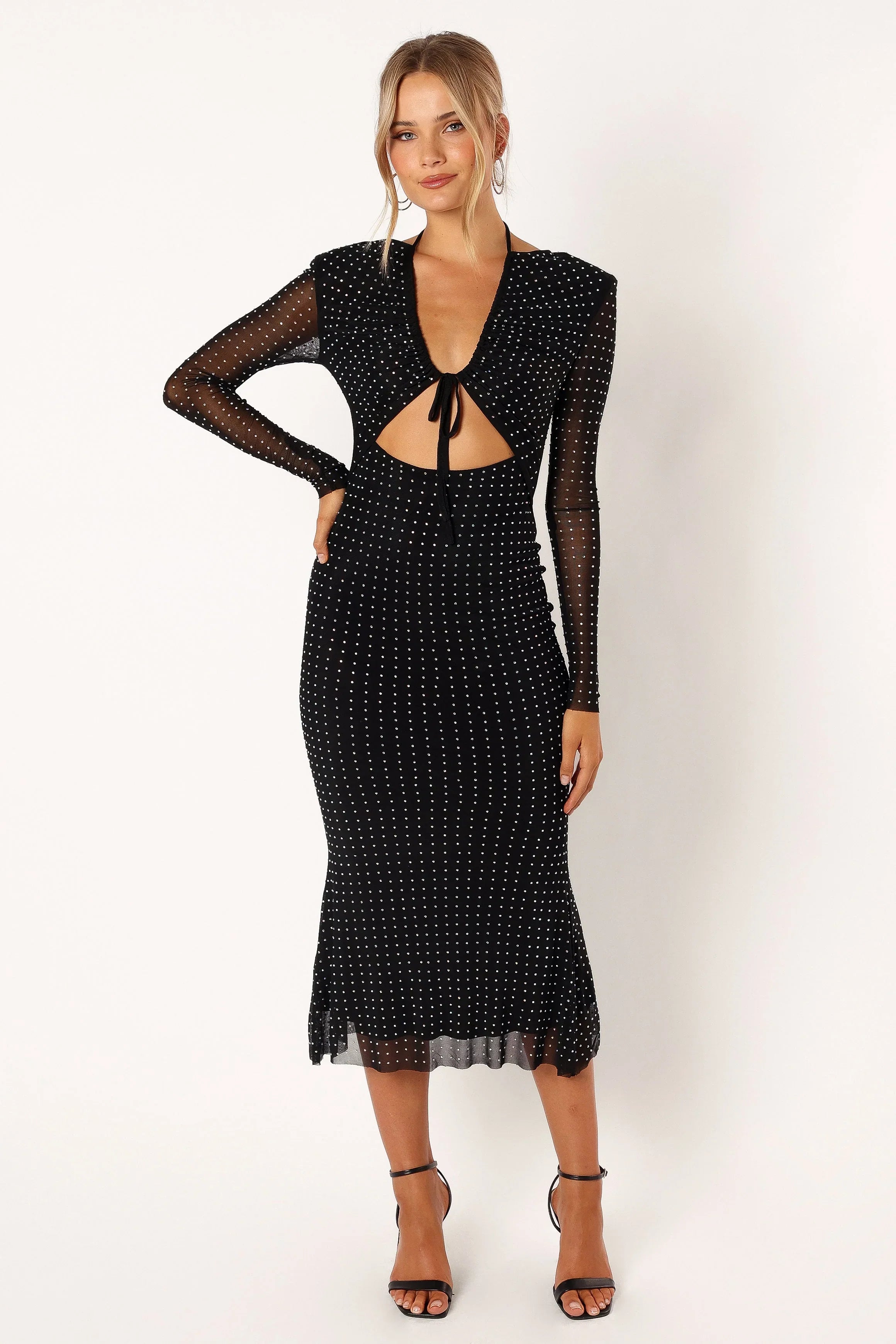 Salvatore Long Sleeve Midi Dress Black