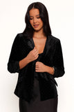Inka All over Rhinestone Velvet Blazer Black