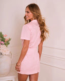 Dayglow Charm Striped Cotton Mini Shirt Dress