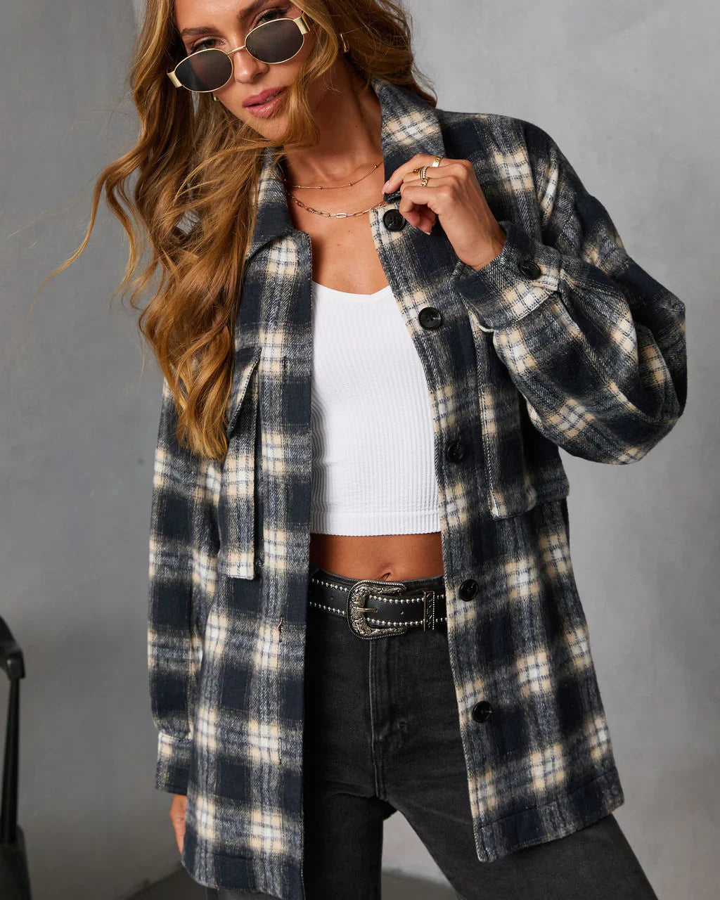 Tawny Grace Plaid Shirt Jacket
