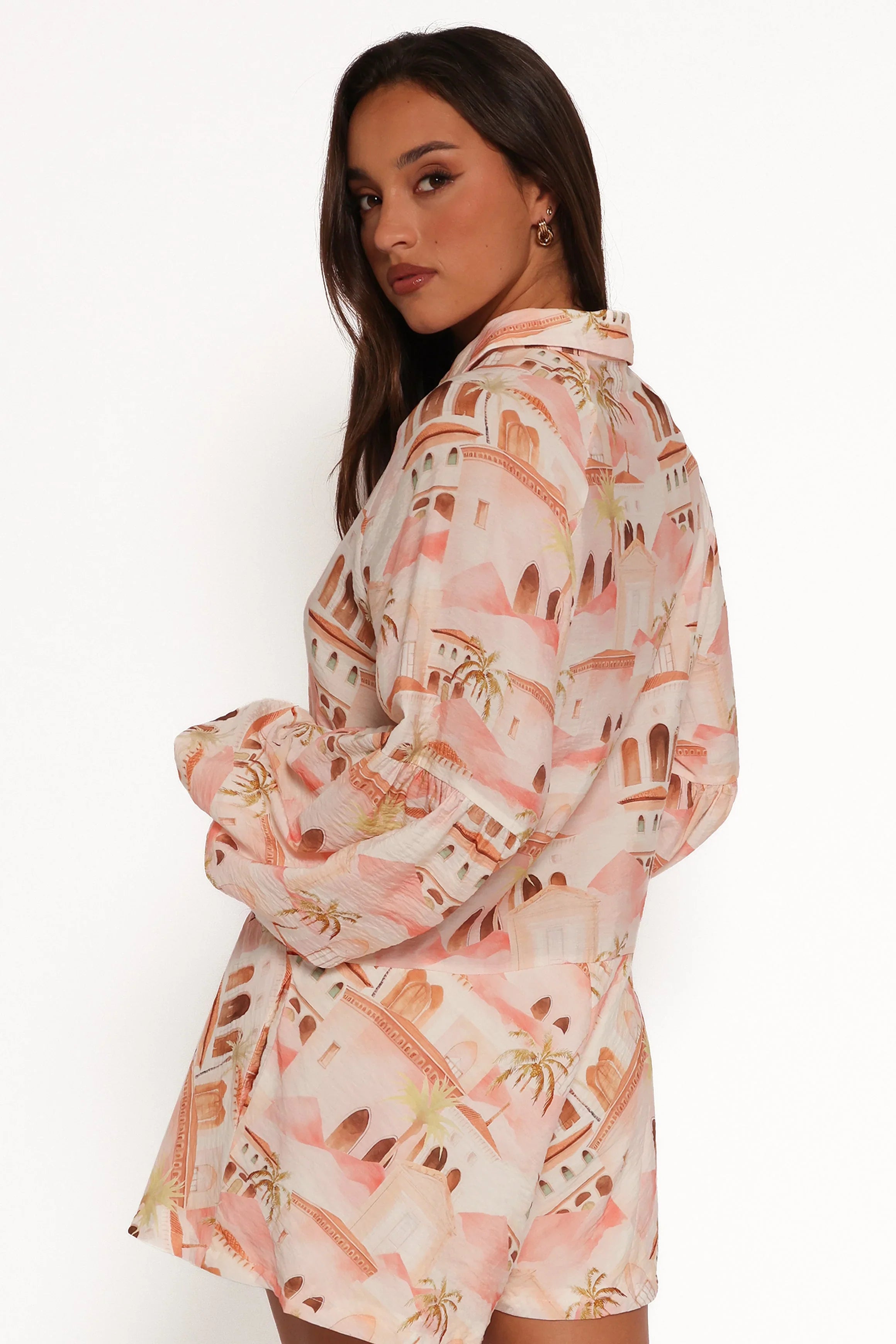 Cowper Romper Tan Print