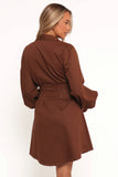Phoenix Long Sleeve Mini Dress Brown Denim