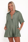 Kiya Drop Waist Romper Palm Green