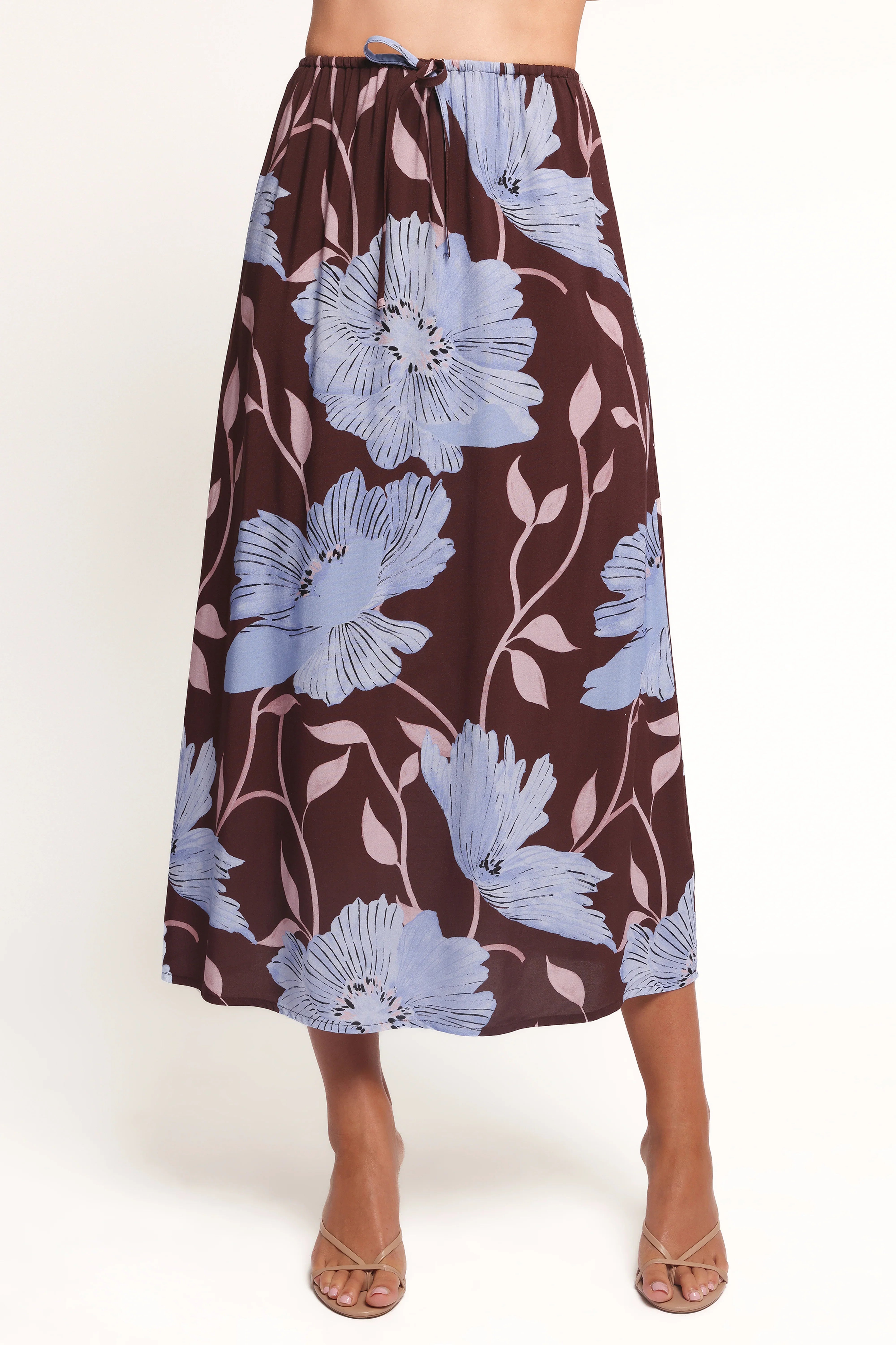 Angie Midi Skirt Blue Poppies