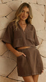 Sarina Crop Top and Skort Set Chocolate