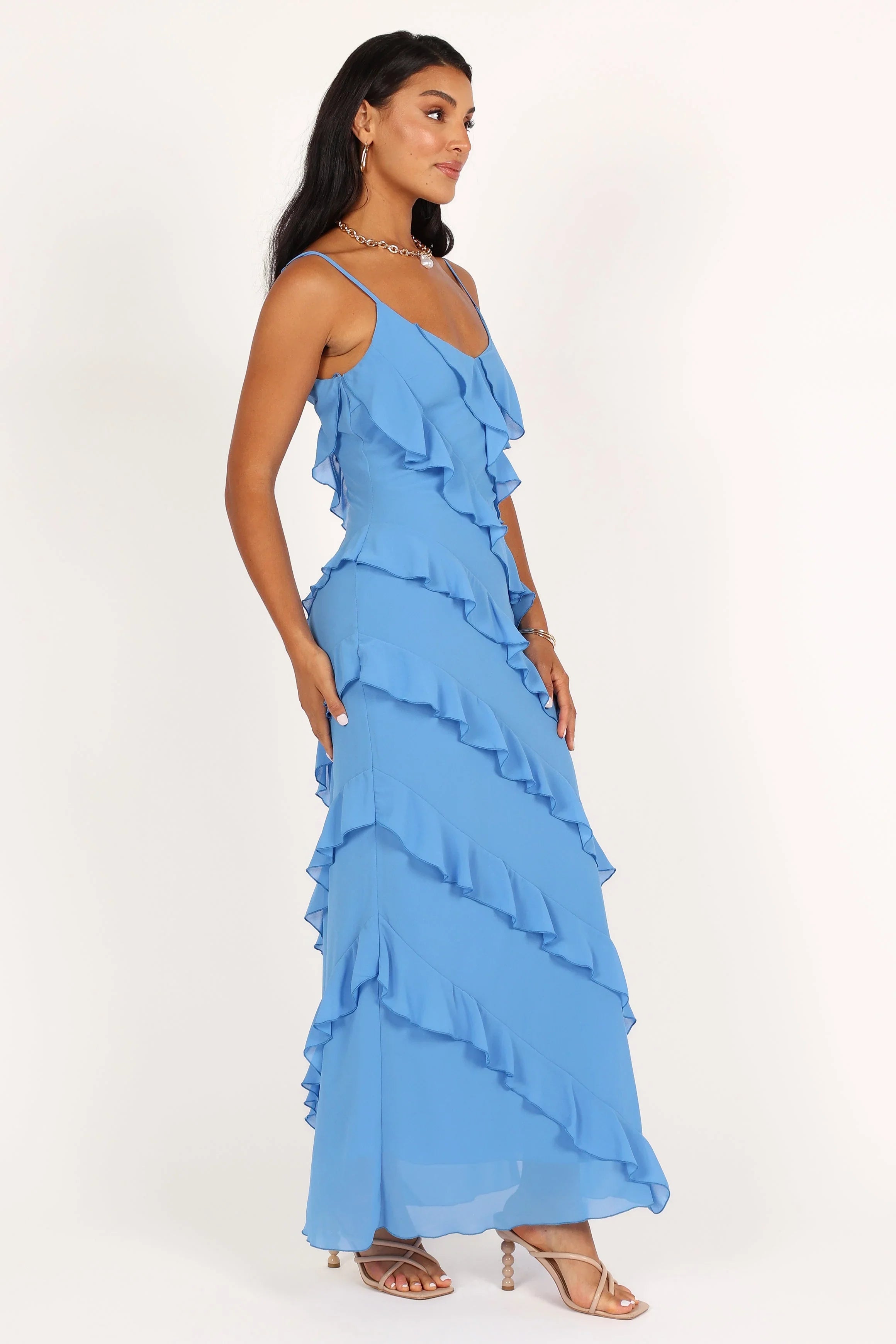 Ciao Ruffles Maxi Dress Blue