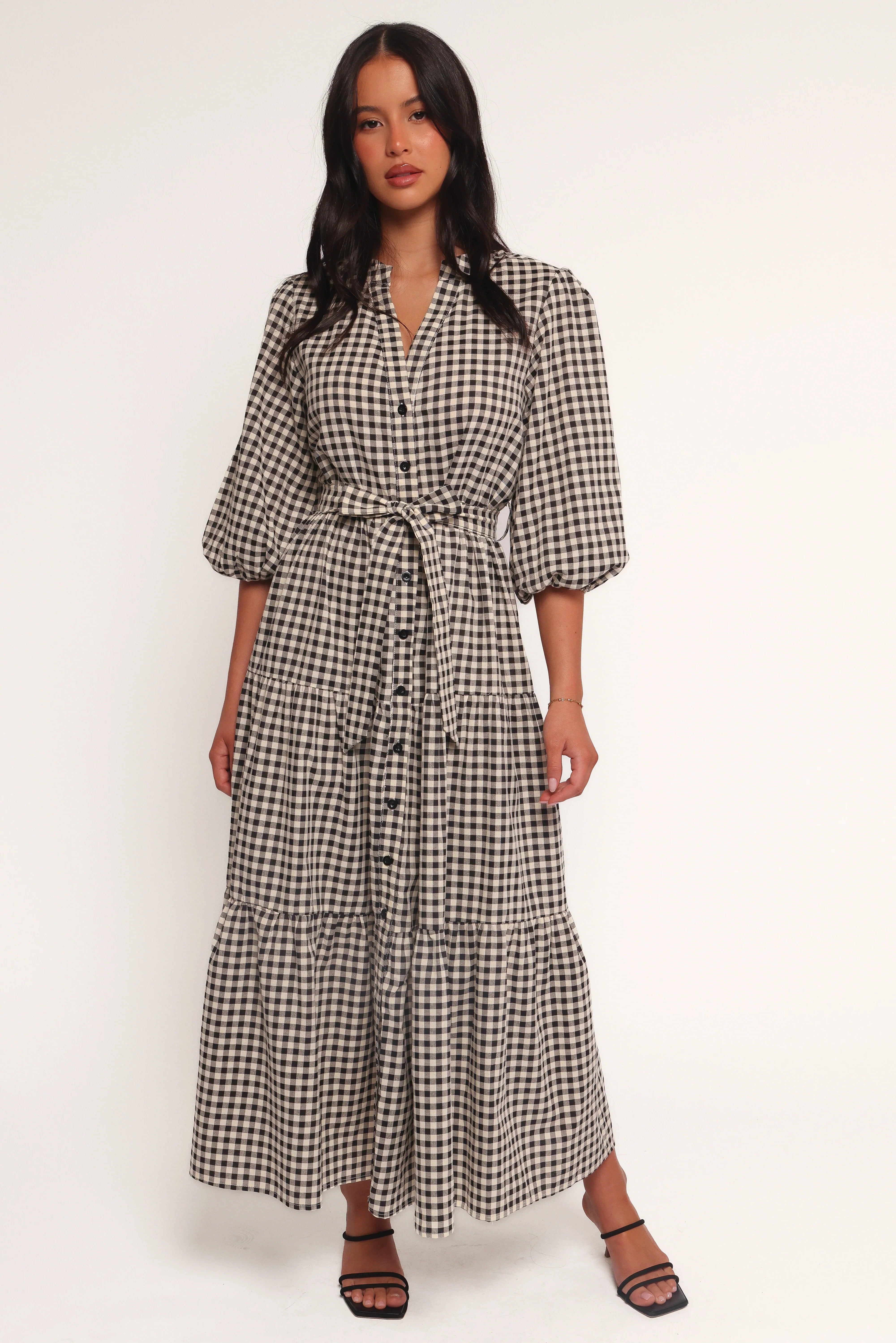 Dixon Maxi Dress Black Cream Gingham