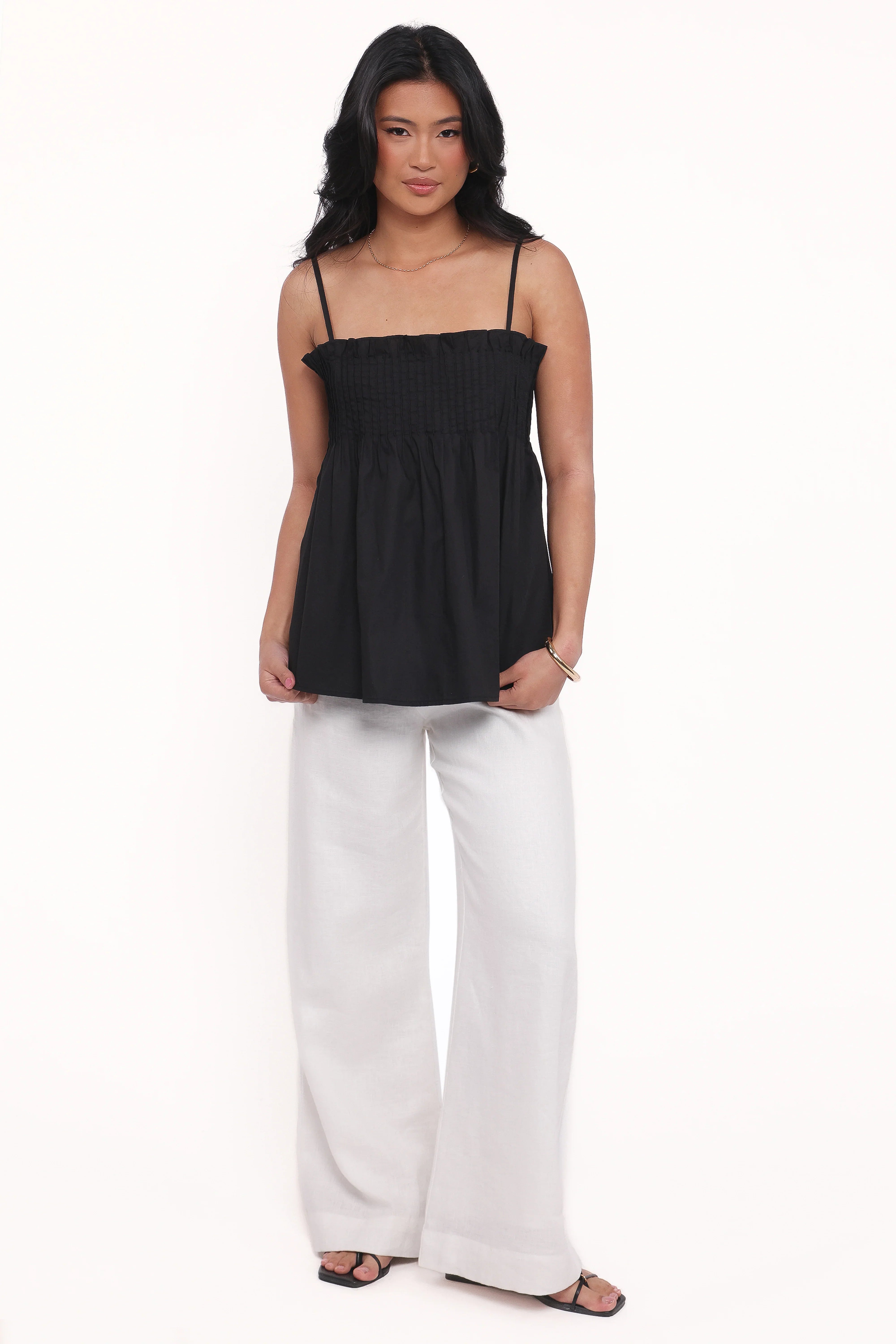 Carson Pleated Top Black