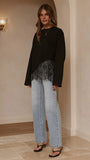 Javi Long Sleeve Lace Top Black