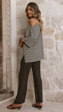 Reda Semi Sheer Pants Black White Spot