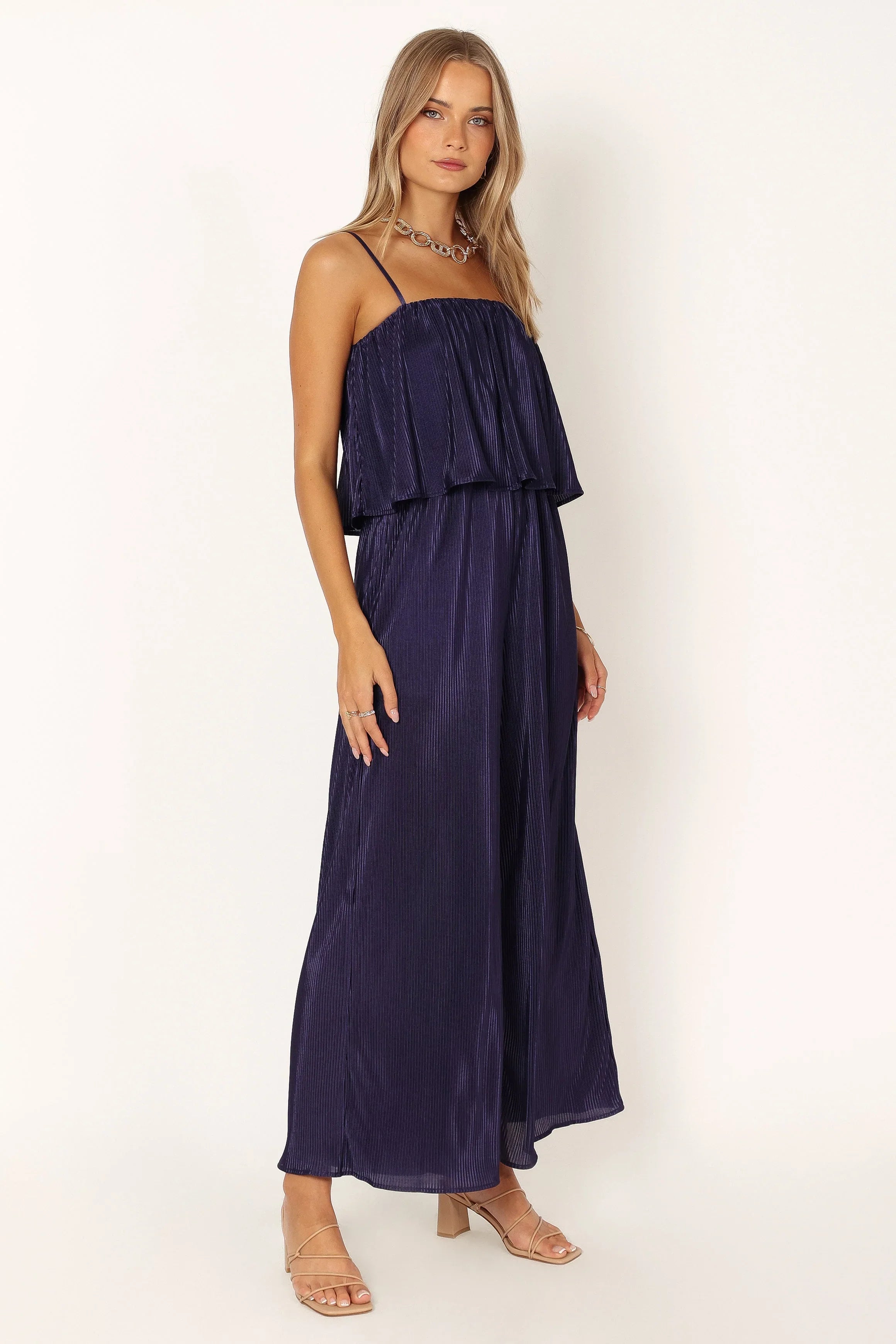 Jillian Plisse Jumpsuit Navy