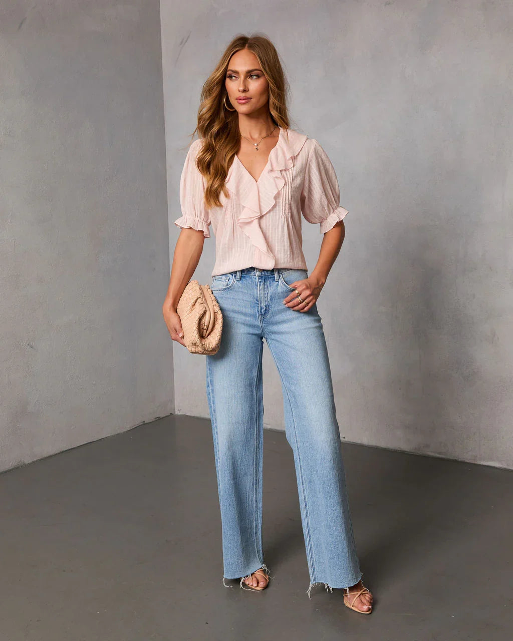New Day Darling Pleated Ruffle Blouse