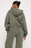 Test Drive Boxy Zip Front Hoodie Khaki