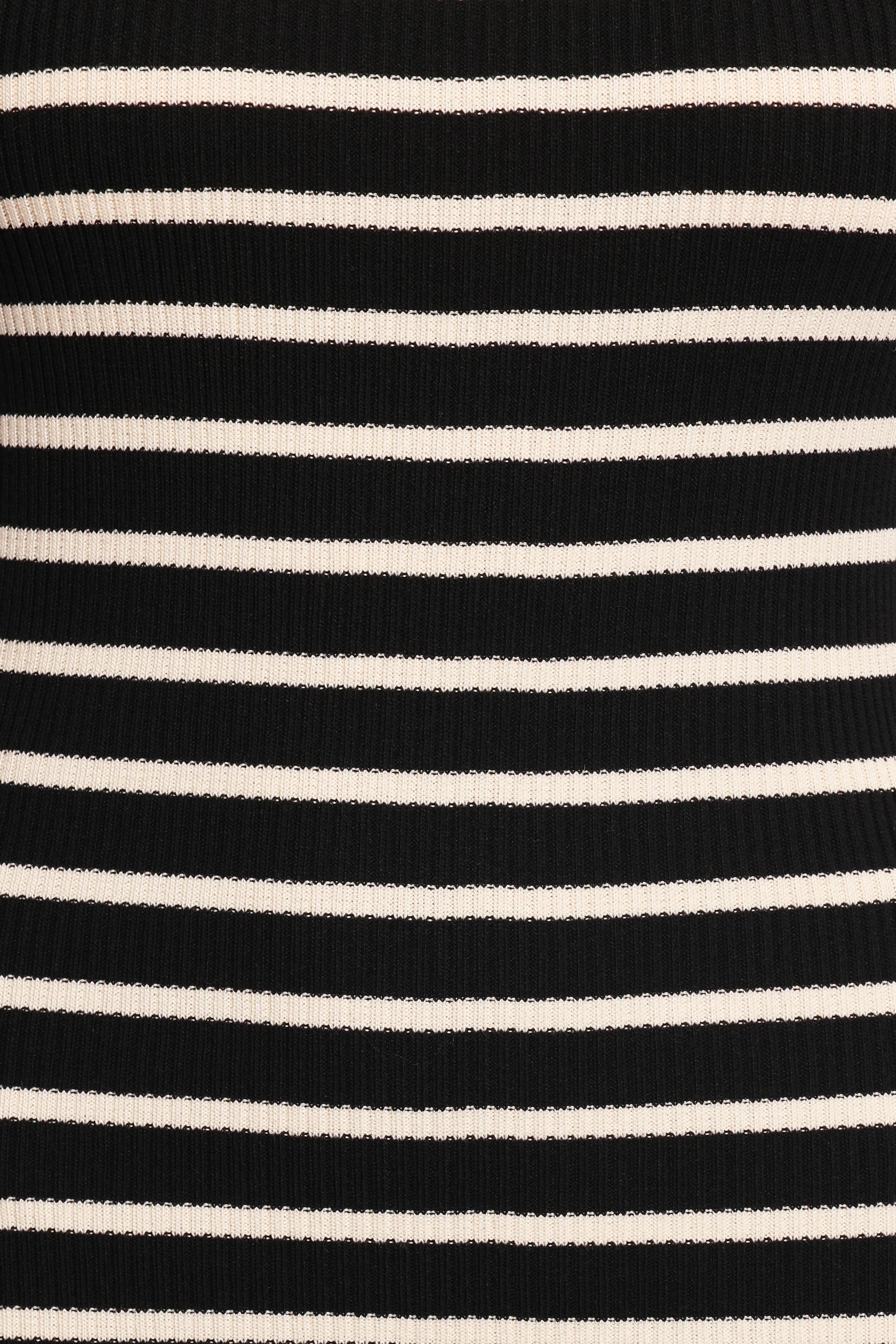 Arabella Knit Dress Black Beige Stripe