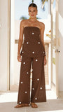 Kailani Strapless Top and Pants Set Chocolate White Polka Dot