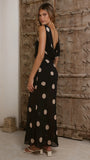 Beverly Maxi Dress Black Cream Polka Dot