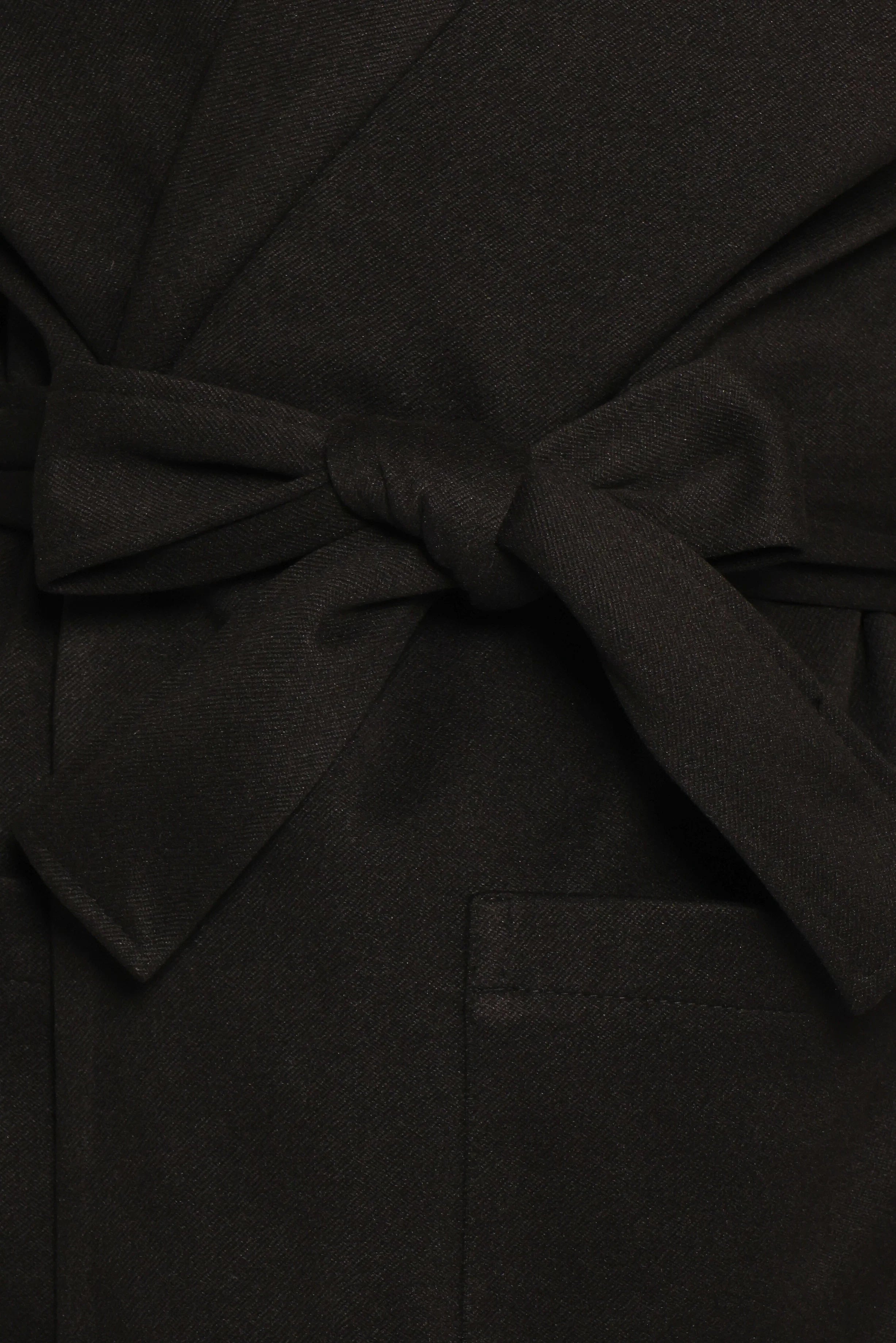 Kloss Tie Front Long Coat Black