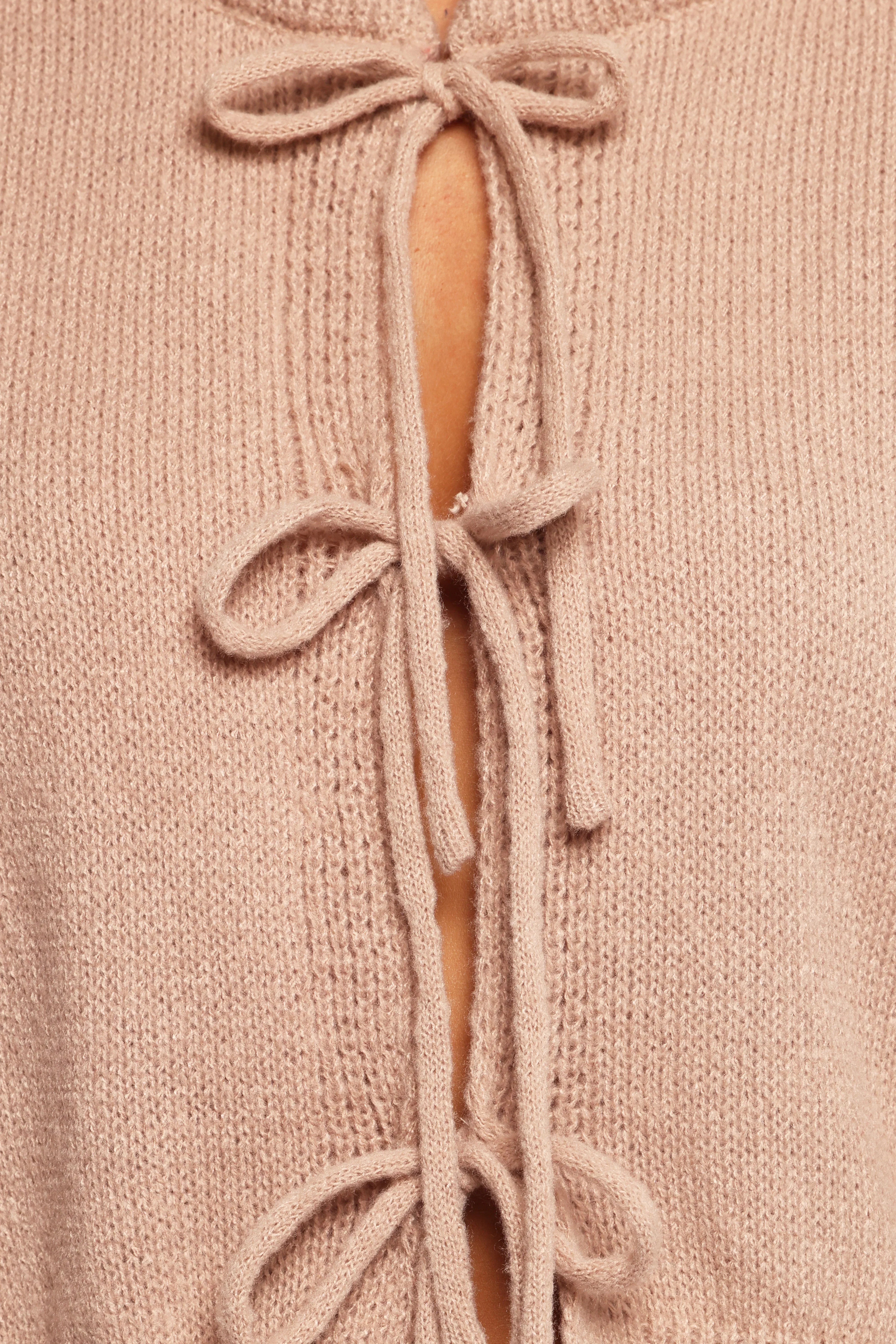 Koskie Tie Knit Top Taupe