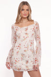 Everlyn Long Sleeve Mini Dress Cream Floral