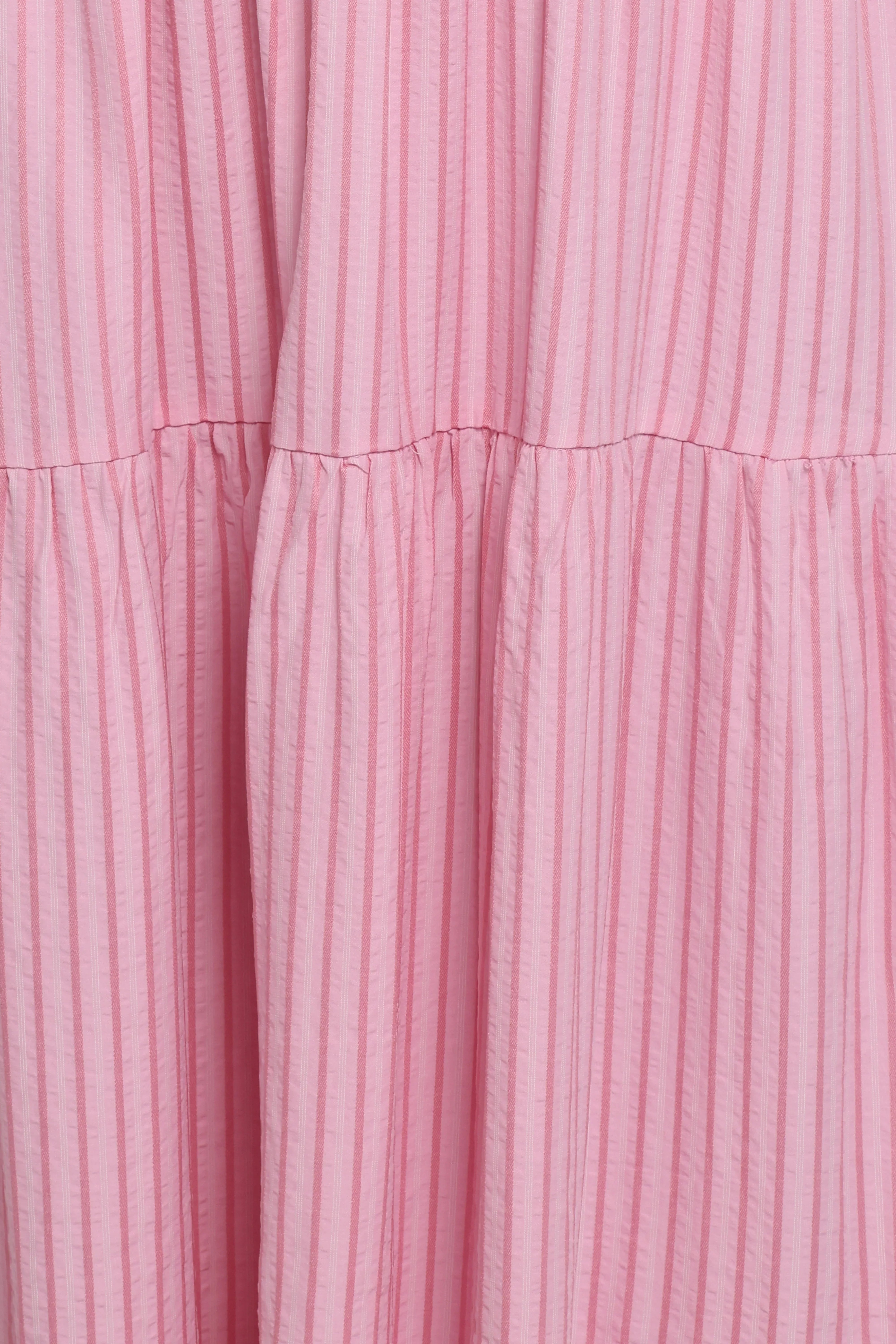 Maisie Strapless Midi Dress Pink Stripe