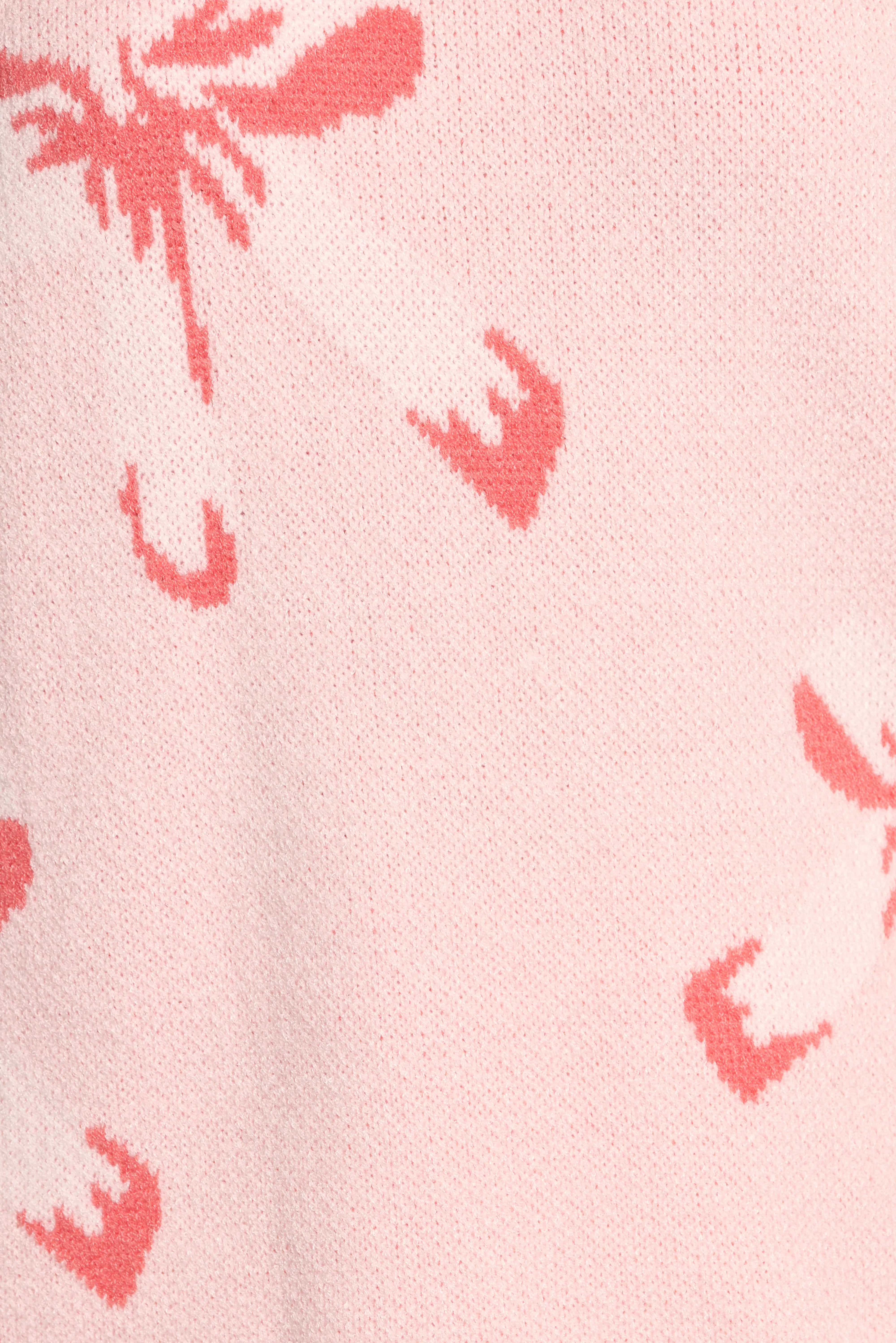 Carrington Bow Print Knit Sweater Pink