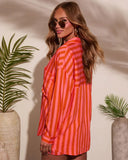 Sun Drunk Contrast Striped Button Down Top