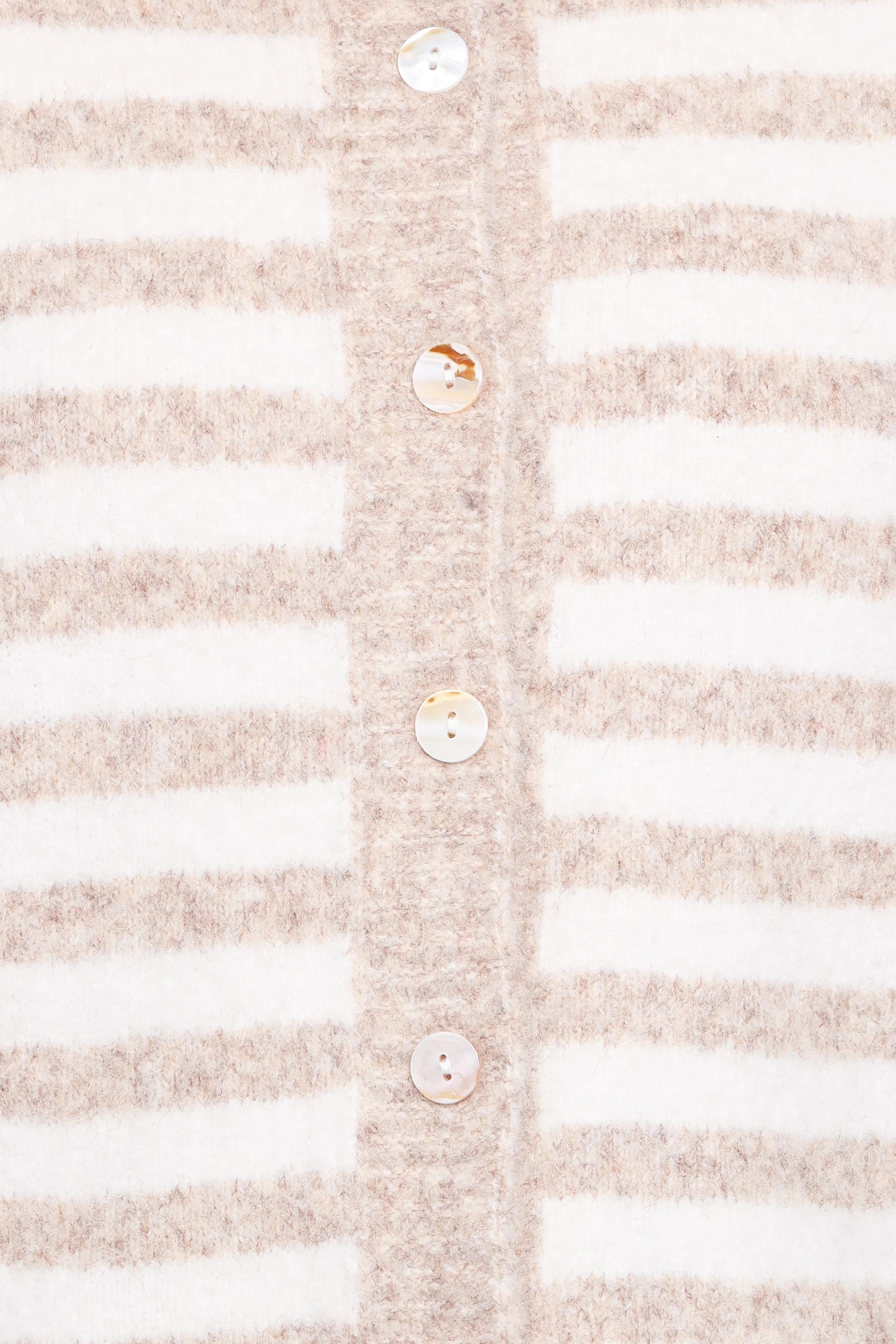 Dean Striped Cardigan White Beige