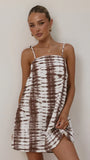 Bethani Mini Dress Chocolate Tie Dye
