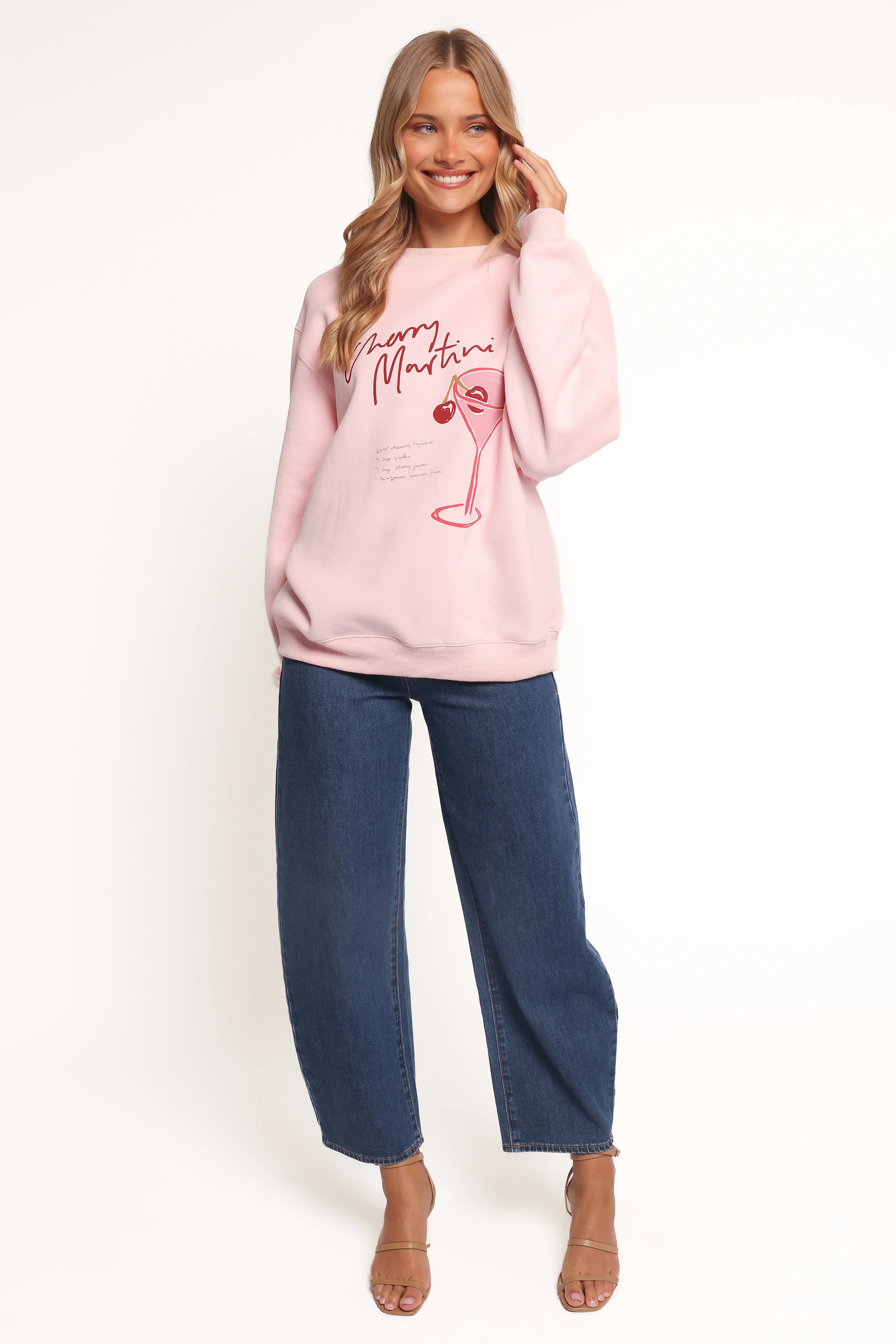 Cherry Martini Graphic Sweatshirt Pink