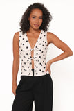 Zoie Tie Front Vest Cream Polka Dot