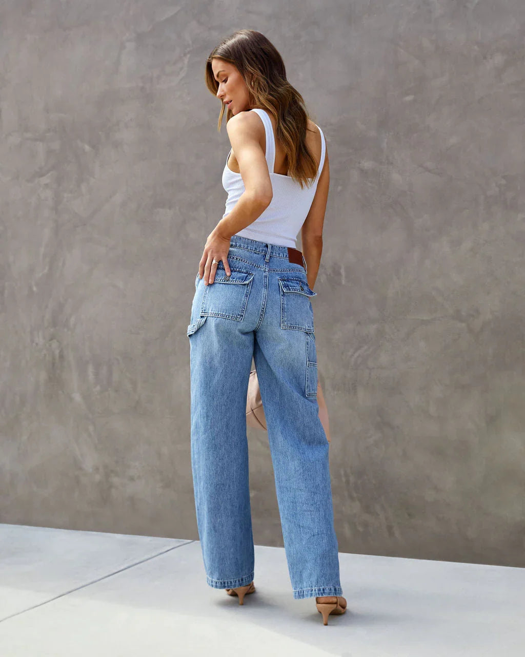 Laurent High Waisted Carpenter Wide Leg Jeans