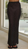 Elena Top and Maxi Skirt Set White Black Polka