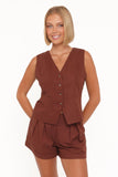 Bell Linen Vest Brown