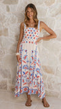Michaela Maxi Dress Blue Red Floral