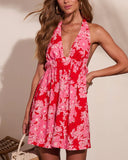 Morina Floral Halter Neck Mini Dress