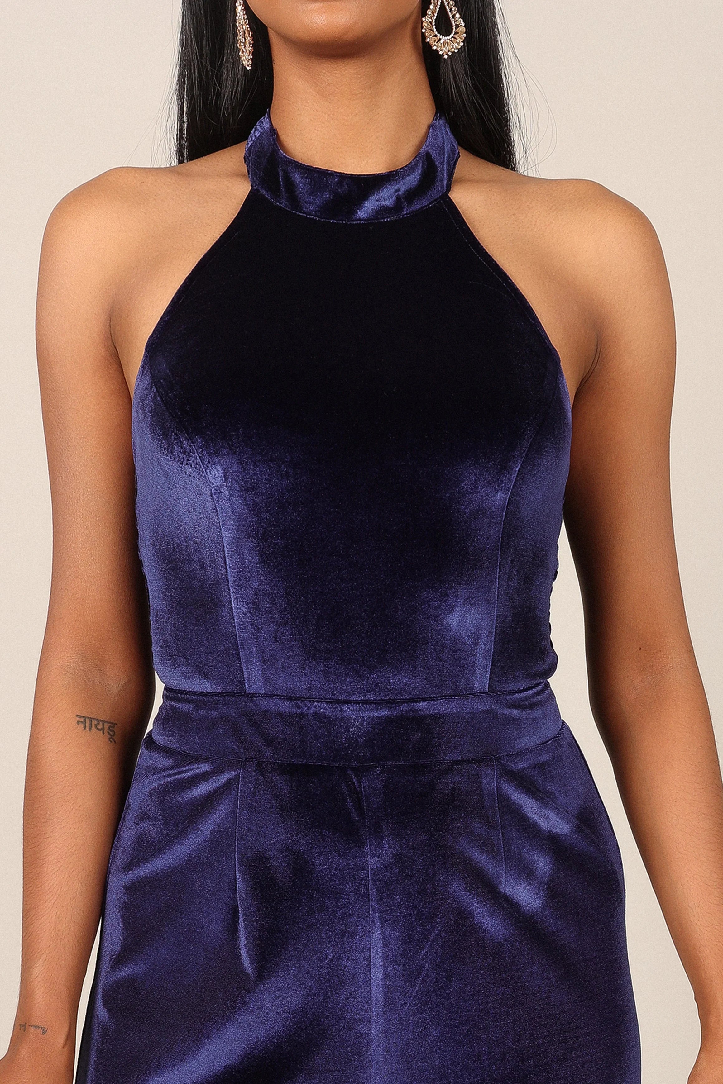 Aria Velvet Jumpsuit Sapphire