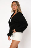 Dont Look Now Zip Front Sweater Black
