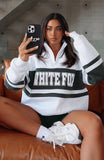 Decade Classics Varsity Zip Front Sweater Grey Marle Dark Green